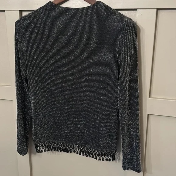 Xscape Beaded Formal Jacket Black Metallic Single Button Size Small - Picture 9 of 12